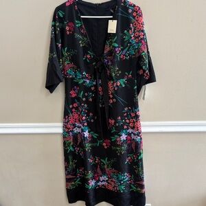 Trina Turk Black Floral Midi Dress